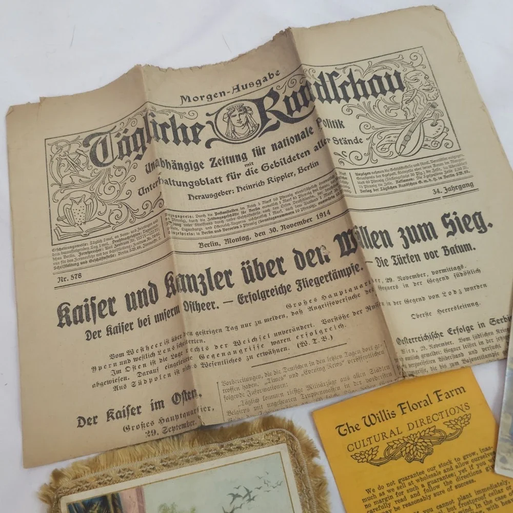 Ephemera Paper Lot‎ Antique German Newspaper Photo Post Cards Victorian Easter